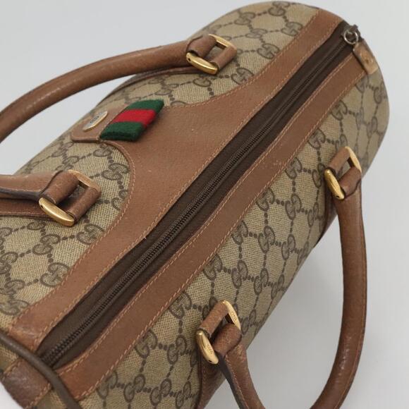 GUCCI GG Supreme Web Sherry Line Boston Bag Pvc Beige Gold - Picture 6 of 16